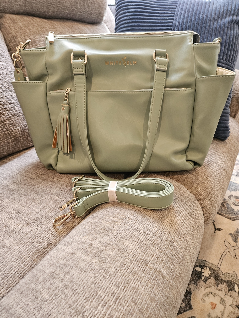 White Elm Mini Gemini Convertible Backpack Sage Green